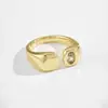 Anillo Abierto Geométrico Irregular de Nicho Popular Estilo Americano Transfronterizo Chapado en Oro de 18 Quilates Ajustable para Dedo Índice de Mujer