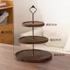 Mesa de Sobremesa Multicamadas Doméstica Transfronteiriça Bandeja de Bolo de Madeira de Camada Dupla Rack de Exibição de Decoração de Mesa Bandeja Decorativa Redonda