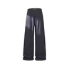 Calça Cargo Masculina de Perna Larga em Estilo Retro Americano, Corte de Foice Tricolor, Visual de Alta Qualidade, Emagrece e Realça a Altura, Versátil para o Dia a Dia, Calça Longa