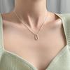 Nalan S925 Plata Esterlina Recortado Ovalado Collar de Frijol Plateado Nicho Geométrico Anillo Asimétrico Cadena Clavicular D9750