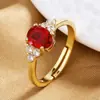 Anillo femenino de alta calidad Europa y Estados Unidos transfronterizo incrustado con circón de color anillo abierto ajustable anillo de estilo de lujo ligero venta al por mayor