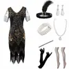 Talla Grande Vestido de Noche con Lentejuelas y Flecos Estilo Gatsby de los Años 20 Retro Europeo y Americano Vestido de Fiesta con Cuello en V S-4XL
