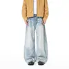 Ropa de Hombre Fengshe / Jeans de Hoz Botonados Estilo Retro Americano para Hombre, Lavados, Corte Limpio, Corte Holgado, Pantalones Casuales de Largo Completo