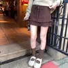 Falda Corta de Punto con Cordones Estilo Retro Coreano para Mujer con Volantes, Adelgazante, Versátil, de Capas y Elástica