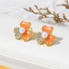 Pendientes sencillos y elegantes con forma de trébol y diamantes en forma de gota, esmaltados en colores, modernos y combinables para mujer.
