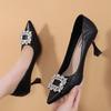 Tacones Altos Mujer 2025 Otoño Nuevo Punta Fina Zapatos de Mujer Pedrería Elegante Diosa Versátil Moda Zapatos de Trabajo