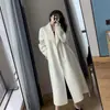 Casaco de Lã Branco para Mulheres, Outono e Inverno, Moda de Luxo, Elegante, Comprimento Médio, Casaco de Lã Engrossado para Figuras Baixas