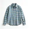 Camisa xadrez curta retrô estilo americano para homens e mulheres, camisa xadrez oversized com ombros caídos, estilo casal, várias cores disponíveis, atacado