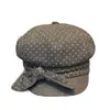 Gorra octagonal de estilo francés con lazo de lunares para mujer, hace que la cara se vea más pequeña, gorra de boina versátil, boina de pintor artística y moderna