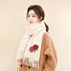 Bufanda de Lana Pura para Mujer, Bufanda Cálida Bordada de Invierno para Cuello y Chal, Regalo para Novia, Esposa, Mamá en Cumpleaños