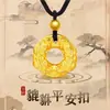 Colgante de Seguridad Pixiu Chapado en Oro Puro 999 Jiu Feng Xiang Collar de Cuentas Atractor de Riqueza Regalo para Hombres y Mujeres