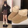 Botas de Neve Quentes com Forro de Fleece da Moda para Mulheres 2025 Outono e Inverno Novas Mocassins Quentes Espessados Botas Curtas Casuais Foto Real