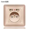 Tomada de parede europeia com duas portas USB e painel indicador, padrão 86, para uso transfronteiriço, tomada francesa/alemã