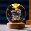 Lámpara de noche de bola de cristal luminosa transfronteriza con tallado interior 3D, diseño creativo de animalito de mascota lindo, adorno de cristal para regalo de Navidad y cumpleaños