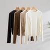 Suéter de punto base para mujer, cuello redondo, cintura plisada, tacto delicado y agradable a la piel, mezcla de lana de ácido acético, nuevo jersey de manga larga