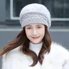 Chapéu de tricô para exterior com boina acolchoada de veludo, chapéu coreano para atacado, chapéu de pelo de coelho, chapéu de inverno quente para crianças