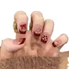 Otoño e Invierno Blanco y Rojo Francés Uñas de Uso Diario Productos Terminados Venta al por Mayor Parches para Uñas Uñas Postizas Estilo Ins Uñas de Uso Diario