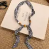 Bufanda Delgada de Seda con Lunares y Perlas Estilo Coreano, Accesorio Estrecho Largo de Tira para Cuello, Accesorio de Decoración para Cuello, Moderno