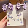 Pasador de Dibujos Animados Kroomi para Niños Tocados de Pequeña Princesa para Niñas Accesorios para el Cabello de Niñas Listón de Moño Morado Pasador