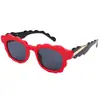 Óculos de Sol Femininos Tendência Personalizados Novo Estilo Óculos de Sol com Padrão Floral Ondulado Formato Côncavo Óculos Populares para Fotografia de Rua para Homens 8328