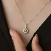Collar Brújula de Plata de Ley s925 con Diamante Brillante Estilo Japonés Lujo Ligero Exquisito Mini Moderno Versátil Retro Sentido de Alta Gama Cadena para Clavícula
