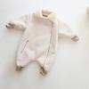 Capa para Bebé INS Ropa de Invierno Mono de Ante para Bebé Conjunto Forrado de Felpa Chaqueta de Escalada Guapa con Cremallera