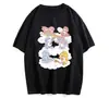Nueva Camiseta Azul de Oso de Verano Manga Corta Holgada Popular Femenina Ins Casual de Longitud Media para Mujer