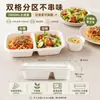 Caixa descartável biodegradável de polpa de cana-de-açúcar para fast food, popular recipiente japonês de múltiplos compartimentos para sobremesas e acompanhamentos para viagem, apto para micro-ondas e empilhável