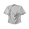 Camiseta ajustada de manga corta con cuello barco para mujer, verano 2023, nuevo estilo europeo y americano, color sólido, elástica, corte entallado, top corto