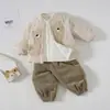 Conjunto de Tres Piezas Separadas de Algodón Delgado Acolchado a Cuadros para Cachorro Recién Nacido 3-12 Meses Ropa de Otoño Cálida para Recién Nacido