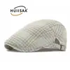 Gorra de cuadros retro para hombre estilo japonés, boina retro británica, gorra de verano casual transpirable para mujer