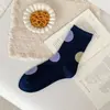 Nuevos Calcetines de Punto de Media Caña con Lunares Grandes de Colores Otoño/Invierno Calcetines Japoneses Lindos de Puntos para Niñas ins de Moda Versátiles Calcetines de Algodón Sin Costuras