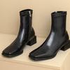 Botines Cortos de Tacón Grueso y Punta Cuadrada para Mujer 2026 Otoño e Invierno Nuevos Botas Delgadas de Moda Elásticas Estilo Británico Botas Martin de Moda Versátiles