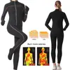 Ropa Moldeadora Transfronteriza, Pantalones de Cintura Alta Inductores de Sudoración para Reducir el Vientre, Conjunto de Ropa para Yoga, Traje Deportivo con Cremallera de Manga Larga para Sudar en el Gimnasio