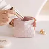 Nuevo estuche de cuero a cuadros de alta gama para gafas para mujer, bolsa de almacenamiento de lápiz labial con resorte de cierre automático, bolsa portátil impermeable para viajes