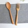 Conjunto Criativo de Colher e Garfo de Madeira com Cabo Triangular Estilo Japonês, Louça de Alta Qualidade para Restaurante, Casa e Uso Comercial