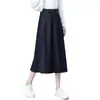Saia Jeans Meia-Calça Azul Marinho Personalizada Feminina 2026 Nova Verão Outono Cintura Meia Elástica Saia Evasê Bainha Larga Saia Guarda-chuva