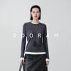 Moda de Hong Kong e Americana/Novo Suéter de Lã de Alta Qualidade com Design Falso de Duas Peças para Mulheres, Peça Base para Outono e Inverno, Pode Ser Usado por Fora