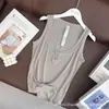 Tienda Exclusiva Lulu Bling Versión Ajustada Henley Camiseta Deportiva Sin Mangas Versátil Ropa Interior de Yoga Capa Base