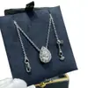 Colar de Diamante Gota d'Água Graff Versão Alta V Dourada Luxo Leve Versátil Mesmo Estilo Pingente Totalmente Diamantado Corrente para Clavícula Feminina Processo CNC