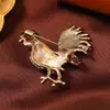 Moda nacional retro exquisito esmalte de diamante glaseado broche de gallo joyería del año del pollo pin de animal accesorios de prendedor