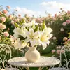 Flores de Lirio Realistas Flores Artificiales Estilo Chino Decoración de Mesa para Sala de Estar en Casa Accesorios para Fotografía Decoración de Hotel Boda Flores Falsas