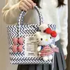 Bolsa Cesta Nova Estilo Borda Diagonal, Feita à Mão com Flores Pequenas Fofas, Bolsa de Piquenique para Passeio de Primavera Estilo Dopamina, Bolsa de Presente DIY