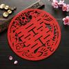 Decoração de Casamento Arranjo de Feltro Dupla Felicidade para o Quarto de Casamento, Decoração de Cama, Adesivos Festivos Estilo Chinês, Decorações de Janela, Adesivos Dupla Felicidade, Adesivos Estáticos