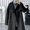 Gabardina para hombre para primavera y otoño, longitud media, abrigo hasta la rodilla, versión coreana, estilo británico, casual, moderno, elegante, chaqueta de negocios a la moda