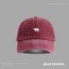 Chapéu masculino e feminino letras lavadas soft top boné pontiagudo estilo coreano retro versátil bordado urso polar boné de beisebol moda estudante