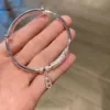 Pulsera Xiangyun Ping An Xi le para mujer, estilo chino de nicho para jóvenes, pulsera de cobre blanco plateado, pulsera sólida de empuje y extracción