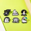 Broche de metal esmaltado con forma de gato transfronterizo, insignia animal creativa de letra inglesa, decoración versátil para mochilas y chaquetas