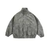 Ropa Vintage 2025 Otoño Nuevo Calle Alta Americana Fresca Retro Desgastada Holgada Cuello Alto Chaqueta de Cuero Pu para Motociclista