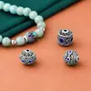 Cuentas de plata de ley 999 con diseño retro chino, estilo nacional, cloisonné, color azul quemado, para pulseras, accesorios DIY